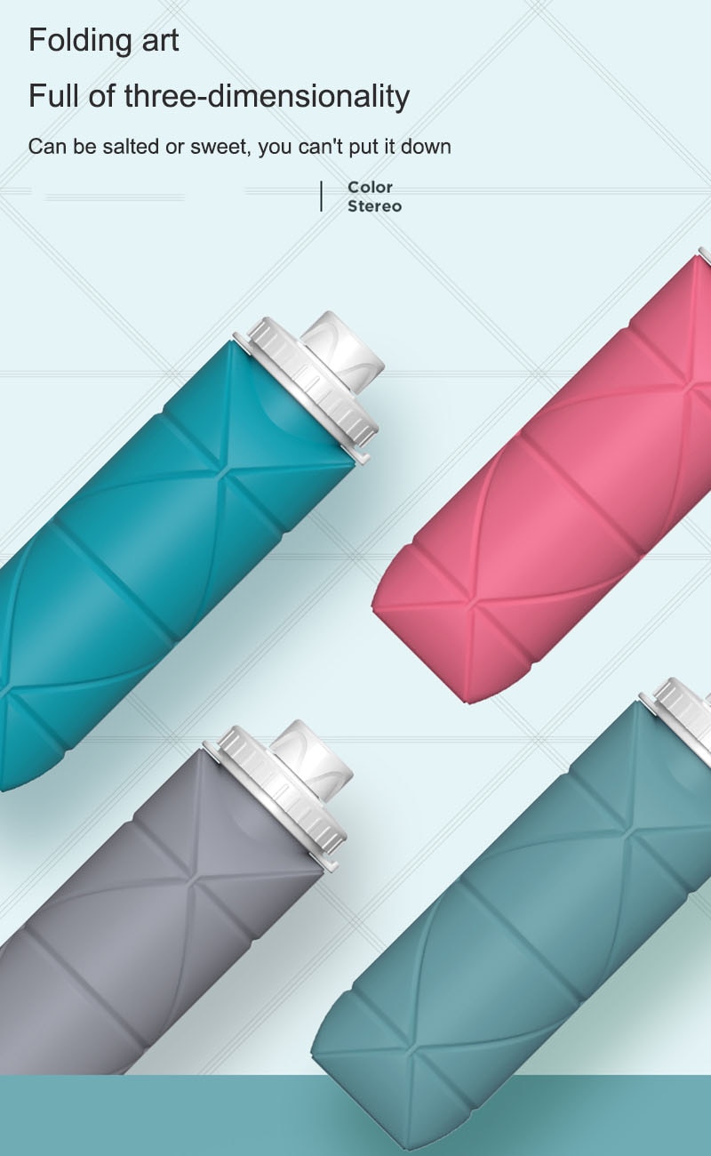 Collapsible Water Bottles Siliconce Leak-proof Reusable Travel Water Bottle
